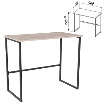 Стол BRABIX "SMART CD-020", 900х500х770 мм, ЛОФТ, металл/ЛДСП ясень шимо светлый, каркас черный