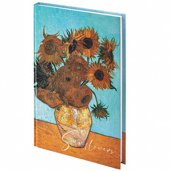Блокнот А5 (134х206 мм), 80 л., твёрдый, клетка, выборочный лак, STAFF, "Подсолнухи"