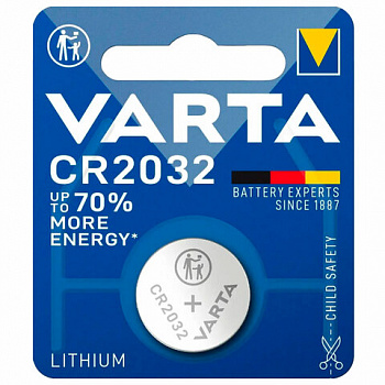 Батарейка литиевая VARTA ELECTRONICS CR2032 "таблетка, дисковая, кнопочная" 1 шт., блистер