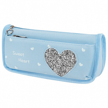 Пенал мягкий ЮНЛАНДИЯ, 2 отделения, полиэстер, "Heart", мятный, 21х6х9 см