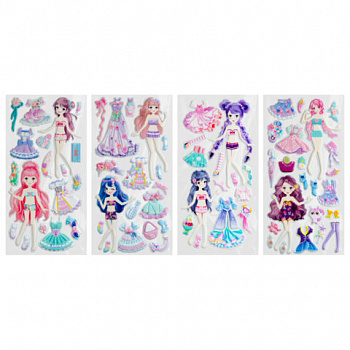 Наклейки зефирные "Переодевашки", 19,5х9,5 см, ассорти 4 вида, FUNSTER (ФАНСТЕР)