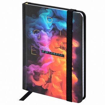 Блокнот с резинкой в клетку 96 л., МАЛЫЙ ФОРМАТ А6, 109х148 мм, твердая обложка, BRAUBERG, "Pigment"