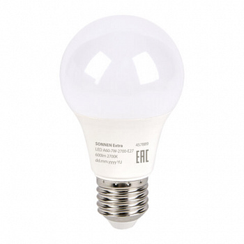 Лампа светодиодная SONNEN EXTRA, 7 (60) Вт, Е27, груша, теплый белый, 30000 ч, LED A60-7W-2700-Е27