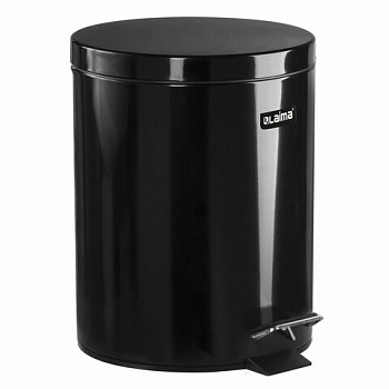 Ведро мусорное с педалью 5 литров "Classic", ЧЕРНОЕ ГЛЯНЦЕВОЕ, металлическое, со съемным внутренним ведром, LAIMA