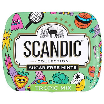 Драже освежающие SCANDIC без сахара со вкусом "Тропический микс", 14 г.
