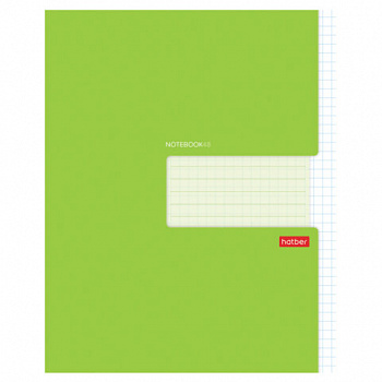 Тетрадь А5 48 л., HATBER скоба, клетка, обложка картон, "Зеленая", 074512, 48Т5В1_27563