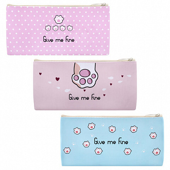 Пенал-конверт ПИФАГОР, 1 отделение, ПВХ, ассорти "Pawesome", 22х10 см