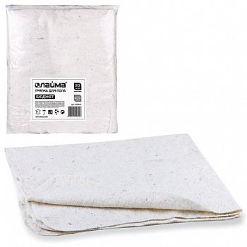 Тряпки для мытья пола 80х100 см, КОМПЛЕКТ 20 шт., 190 г/м2, светлое ХПП, 80% хлопок, 20% полиэфир, бюджет LAIMA, КВ