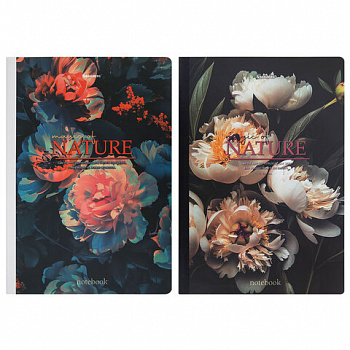 Тетрадь А4 96 л. BRAUBERG, на сшивке с корешком, клетка, обложка картон, "Flowers"