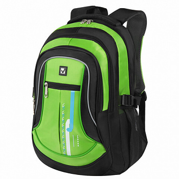 Рюкзак BRAUBERG HIGH SCHOOL универсальный, 3 отделения, "Лайм", черный/салатовый, 46х31х18 см