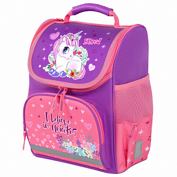 Ранец ПИФАГОР BASIC, 1 отделение, 3 кармана, эргономичная спинка, "Happy unicorn", 35х28х18 см