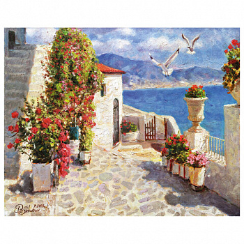 Картина по номерам 40х50 см, ОСТРОВ СОКРОВИЩ "Чайки южных берегов", подрамник, акрил, кисти