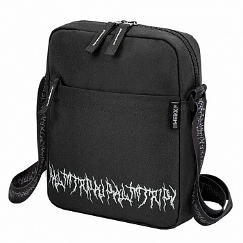 Сумка на плечо HEIKKI COMPACT (ХЕЙКИ) с карманом, черная с принтом, 23х17х5 см