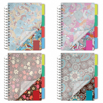 Блокнот МАЛЫЙ ФОРМАТ А6 115х152 мм, 150 л., гребень, пластик, клетка, BRAUBERG, "Кружево"