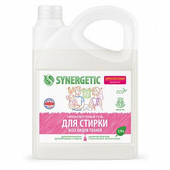 Гель для стирки для всех видов тканей 2,75 л SYNERGETIC, гипоаллергенный
