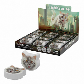 Ластик фигурный ERICH KRAUSE "Big City Cats", 25,6х25,3х7 мм