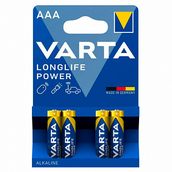 Батарейки алкалиновые "мизинчиковые" КОМПЛЕКТ 4 шт., VARTA LONGLIFE POWER, ААА (LR03, 15А), блистер