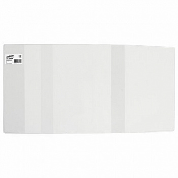 Обложка ПВХ со штрихкодом для учебников МАЛОГО ФОРМАТА, С ЗАКЛАДКОЙ, ПЛОТНАЯ, 110 мкм, 233х450 мм, универс., прозрачная, ЮНЛАНДИЯ