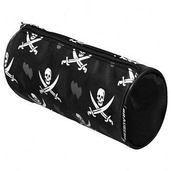 Пенал-косметичка BRAUBERG для учеников начальной школы, черный, "Пираты", 20х7х7 см