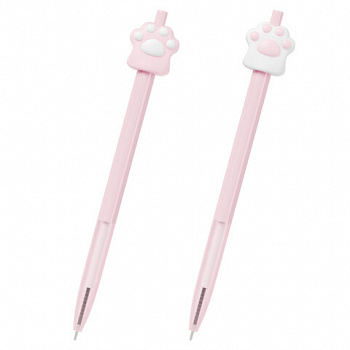 Ручка с топпером шариковая автоматическая FUNSTER "CAT PAW", СИНЯЯ, ассорти, пишущий узел 0,7 мм, линия письма 0,35 мм