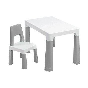 Стол детский + стул BRABIX KIDS CS-003, 2-7 лет, пластик белый + серый