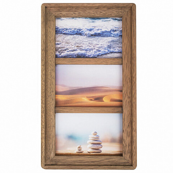 Рамка из мангового дерева BRAUBERG LOFT TRINITY, 3 фото 10х15 см, стекло, 20х35,5 см