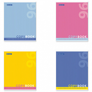 Тетрадь А5, 96 л., BRAUBERG, скоба, клетка, обложка картон, ОДИН ЦВЕТ