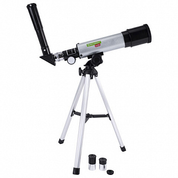 Телескоп рефрактор астрономический настольный, увеличение 90х, объектив 50 мм, фокус 360 мм, видоискатель, 50360, BRAUBERG KIDS