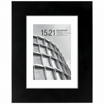 Рамка 15х21 см с паспарту 10х15 см небьющаяся, багет 40 мм, МДФ, BRAUBERG "Malcolm", черная