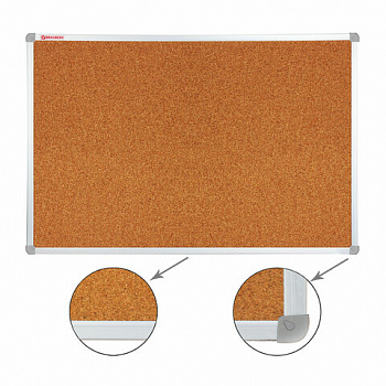 Доска пробковая 70х50 см, алюминиевая рамка, ГАРАНТИЯ 10 ЛЕТ, РОССИЯ, BRAUBERG