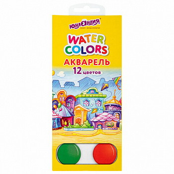 Краски акварельные ЮНЛАНДИЯ "ДОМИКИ", 12 цветов, медовые, круглые кюветы