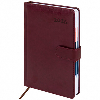 Ежедневник датированный 2026 А5 148х218 мм, GALANT "Ritter", под кожу, бордовый