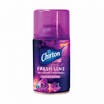 Сменный баллон 250 мл, CHIRTON "Вечерняя прохлада", для автоматических освежителей, универсальный, сухое распыление
