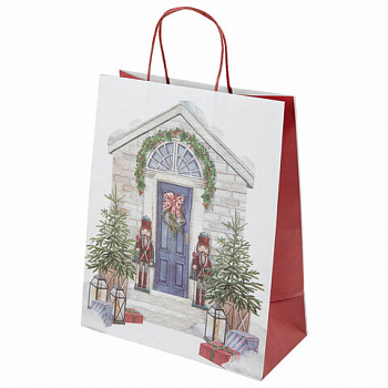 Пакет подарочный КОМПЛЕКТ 10 штук новогодний 26x13x32 см, "Новогодняя Сказка", ЗОЛОТАЯ СКАЗКА