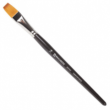 Кисть художественная профессиональная BRAUBERG ART CLASSIC, синтетика мягкая под колонок, плоская, № 16, короткая ручка