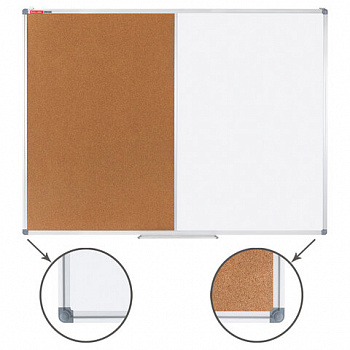 Доска комбинированная: магнитно-маркерная, пробковая для объявлений 90х120 см, BRAUBERG Extra