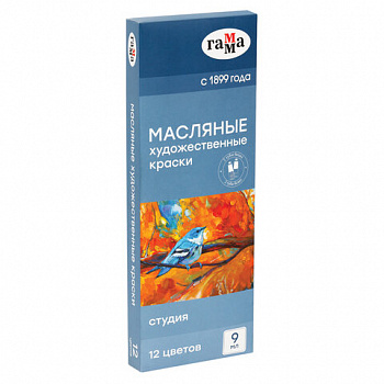 Краски масляные художественные ГАММА "Студия", НАБОР 10 цветов по 9 мл + 2 белых цвета, в тубах