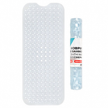 Коврик для ванны противоскользящий 100х40 см, "Полусферы", прозрачный, ПВХ, присоски, PRIMILA (ПРИМИЛА)