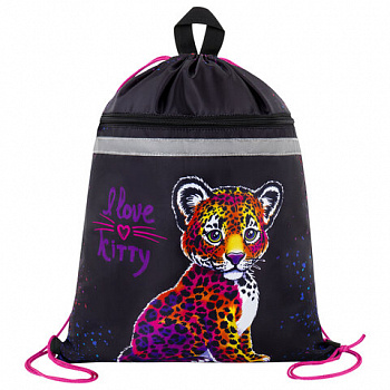 Мешок для обуви BRAUBERG, с петлей, светоотражающая полоса, 2 отделения, 46х36 см, Leopard