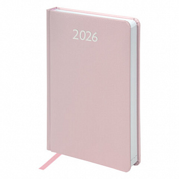 Ежедневник датированный 2026, А5, 138x213 мм, BRAUBERG "Profile", балакрон, светло-розовый