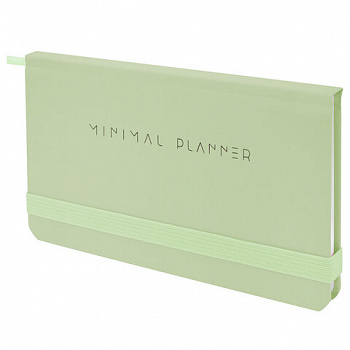 Еженедельник недатированный с резинкой 171х93 мм, BRAUBERG, твердый, 64 л., "Minimal", зеленый