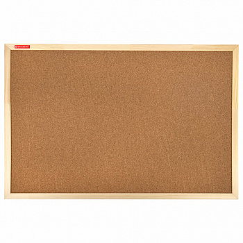 Доска пробковая для объявлений 60х90 см, деревянная рамка, BRAUBERG Wood