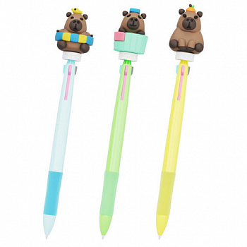 Ручка-спиннер многоцветная с топпером FUNSTER "COOL CAPY", 3 ЦВЕТА, ассорти, пишущий узел 0,7 мм, линия письма 0,35 мм