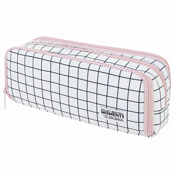 Пенал-органайзер BRAUBERG, 2 откидные планки, полиэстер, 23x9х7 см, "Checkered white"