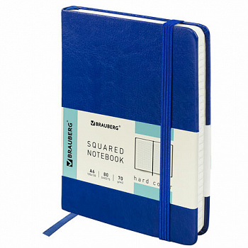 Блокнот МАЛЫЙ (100x150 мм) А6, BRAUBERG "Metropolis Special", под кожу, 80 л., клетка, синий