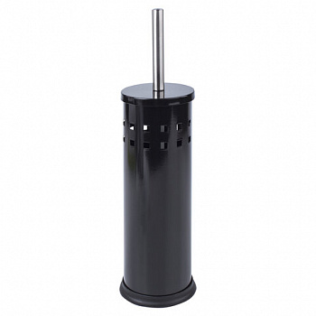 Ершик для унитаза с подставкой, металл, черный, глянцевый, LAIMA