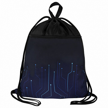 Мешок для обуви BRAUBERG БОЛЬШОЙ, с ручкой, карман на молнии, сетка для вентиляции, 49х41 см, "Electro"