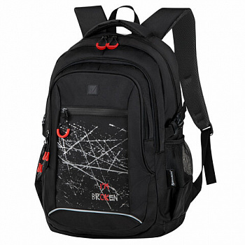 Рюкзак BRAUBERG CONTENT универсальный, 3 отделения, светоотражающий принт, "Br(ok)en", 47х33х18 см