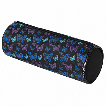 Пенал-косметичка BRAUBERG, Butterflies, черный, 20х7х7см