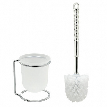 Ершик для унитаза с подставкой, маталл + пластик, хромированный, LAIMA